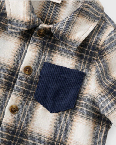 2 Pc Baby Boy Plaid Shirt & Corduroy Pants Set