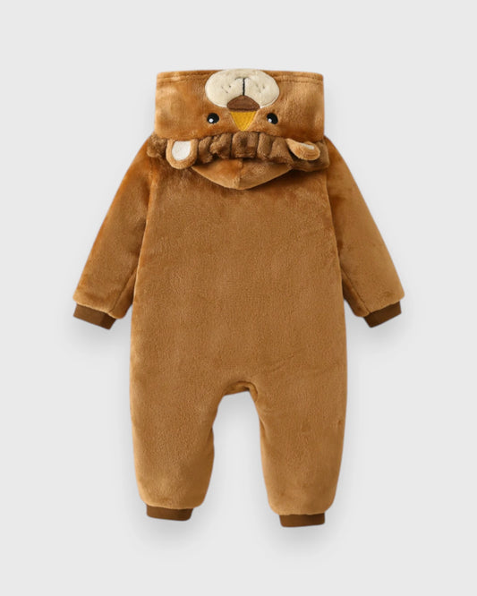 Baby Fleece Hooded Lion Zip up Romper