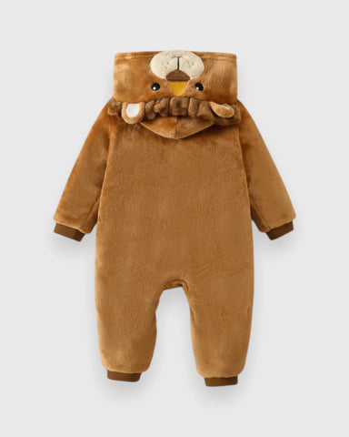 Baby Fleece Hooded Lion Zip up Romper