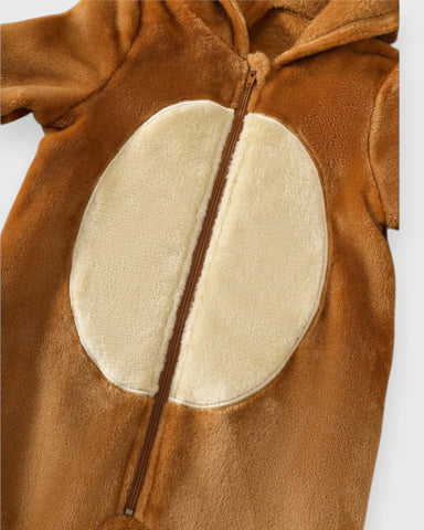 Baby Fleece Hooded Lion Zip up Romper