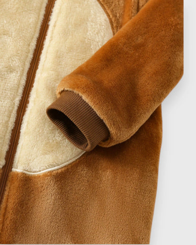 Baby Fleece Hooded Lion Zip up Romper