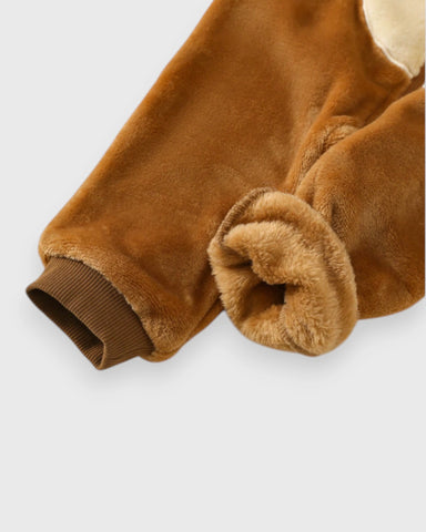 Baby Fleece Hooded Lion Zip up Romper