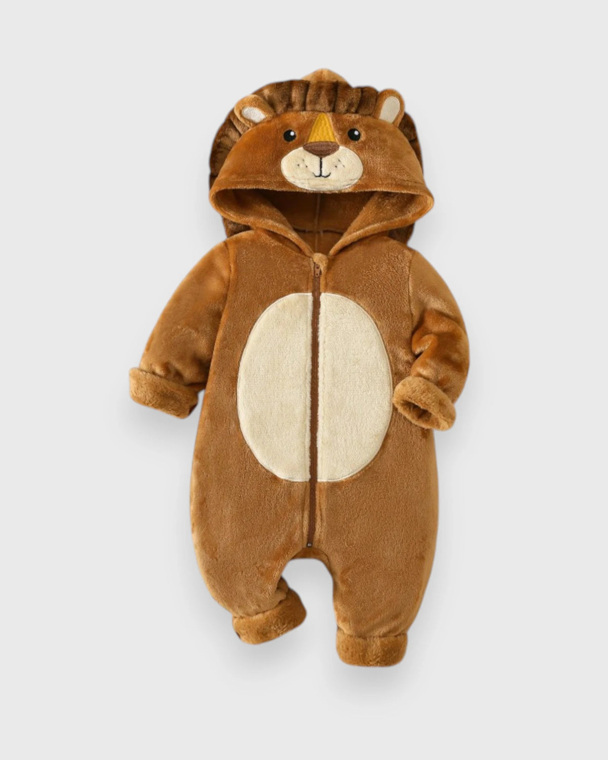 Baby Fleece Hooded Lion Zip up Romper