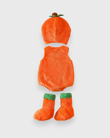 3 Pc Baby Pumpkin Fleece Bodysuit Costume Set