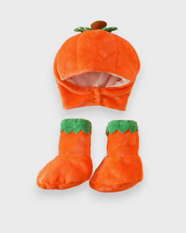 3 Pc Baby Pumpkin Fleece Bodysuit Costume Set