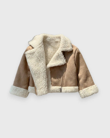 Baby Sherpa Lined Suede Moto Jacket