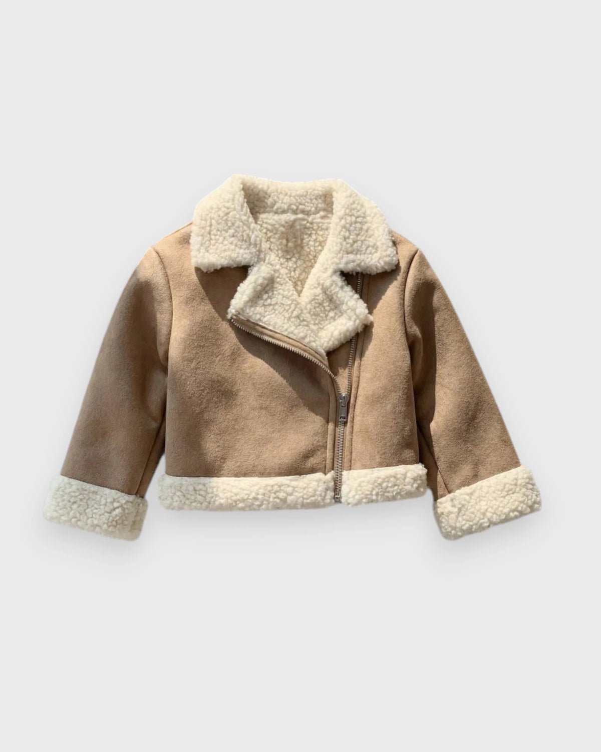 Baby Sherpa Lined Suede Moto Jacket