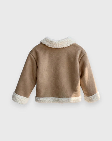 Baby Sherpa Lined Suede Moto Jacket
