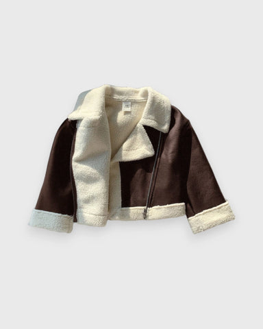 Baby Sherpa Lined Suede Moto Jacket