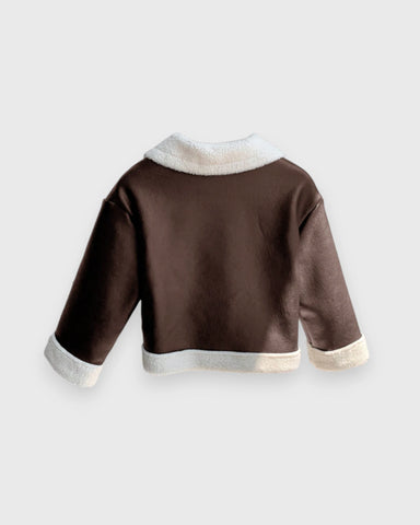Baby Sherpa Lined Suede Moto Jacket