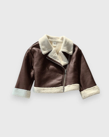Baby Sherpa Lined Suede Moto Jacket