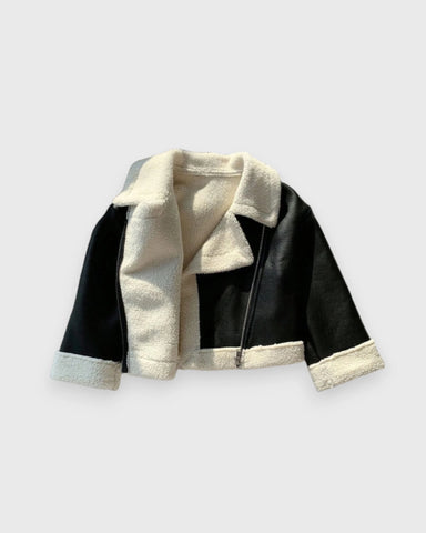 Baby Sherpa Lined Suede Moto Jacket
