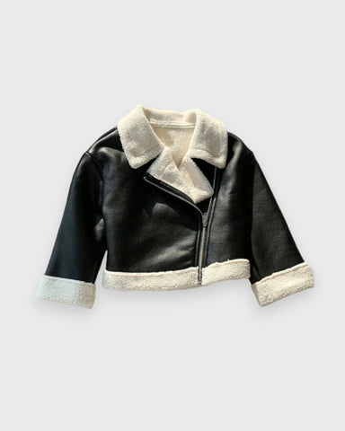 Baby Sherpa Lined Suede Moto Jacket