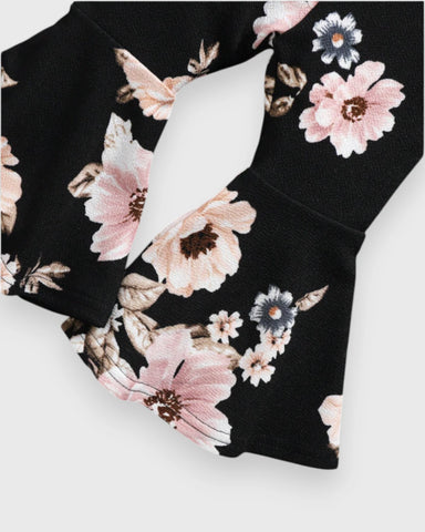 2 Pcs Baby Girl Floral Flare Pants & Shirt Set