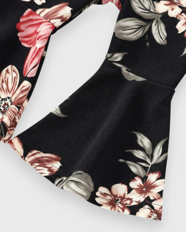 2 Pcs Baby Girl Floral Flare Pants & Shirt Set