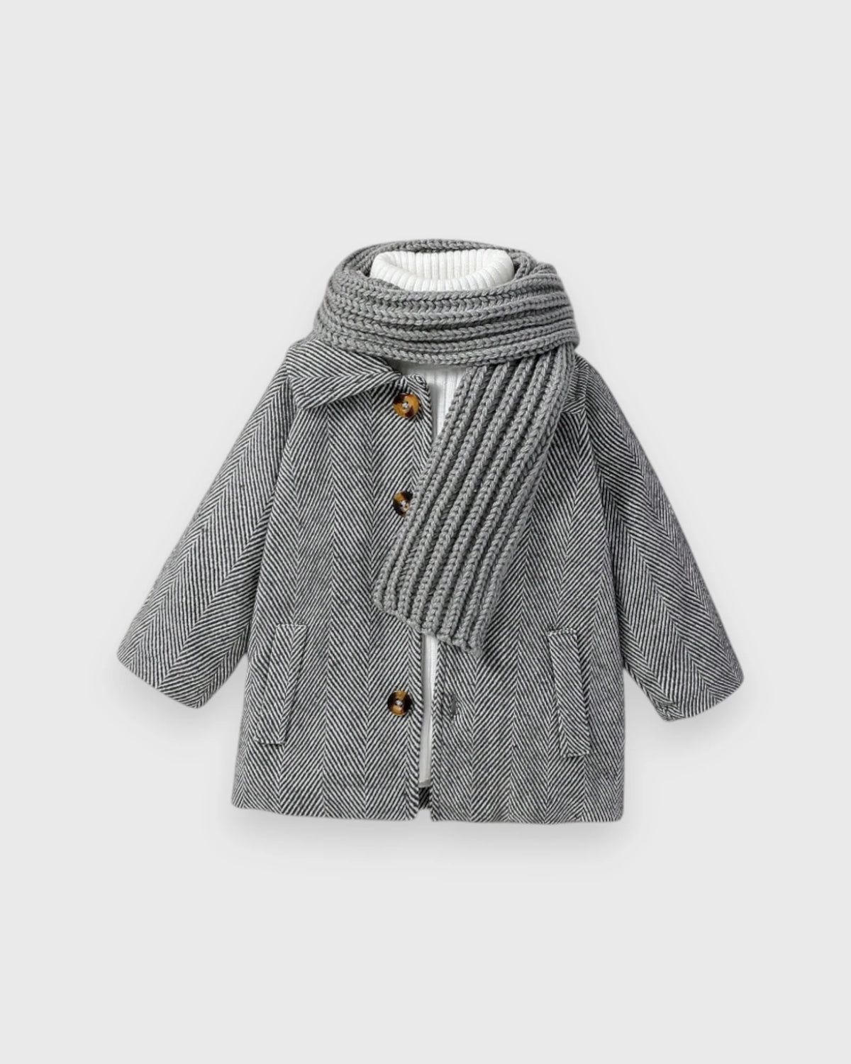 Baby Boy Woolen Herringbone Coat