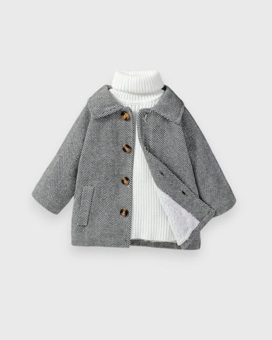 Baby Boy Woolen Herringbone Coat