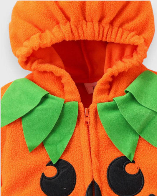 2 Pc Baby Pumpkin Bodysuit Stripe Tights Costume Set