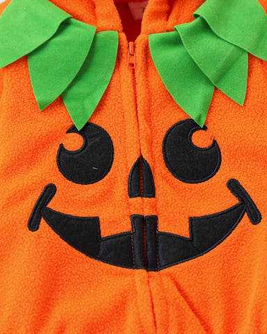 2 Pc Baby Pumpkin Bodysuit Stripe Tights Costume Set