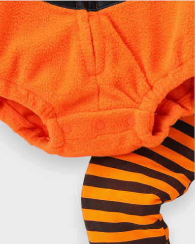 2 Pc Baby Pumpkin Bodysuit Stripe Tights Costume Set