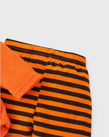 2 Pc Baby Pumpkin Bodysuit Stripe Tights Costume Set