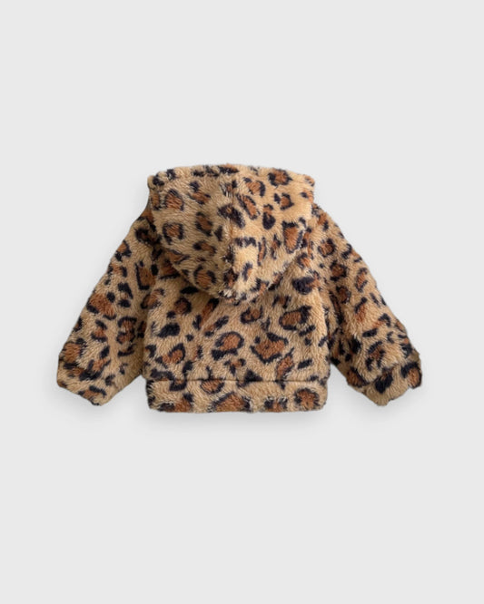 Baby Leopard-Print Fuzzy Hooded Jacket