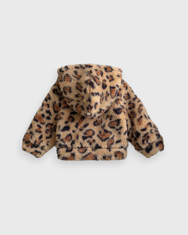 Baby Leopard-Print Fuzzy Hooded Jacket