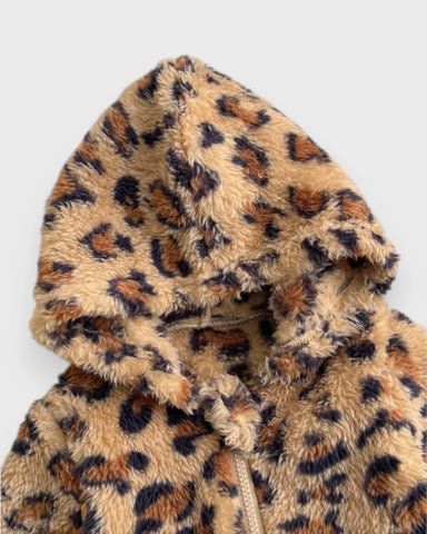 Baby Leopard-Print Fuzzy Hooded Jacket