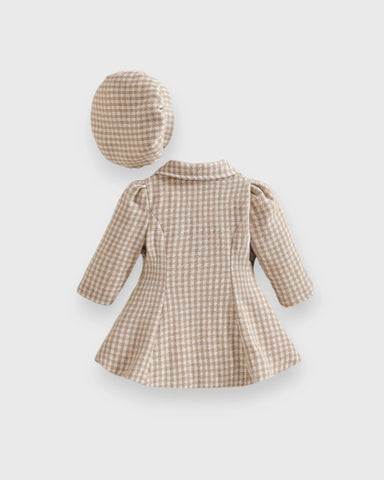 2 Pc Baby Girls Houndstooth Tweed Dress & Beret