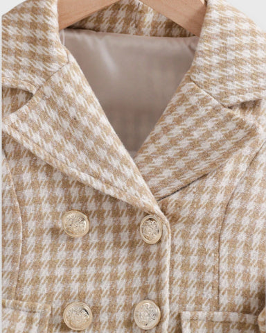 2 Pc Baby Girls Houndstooth Tweed Dress & Beret