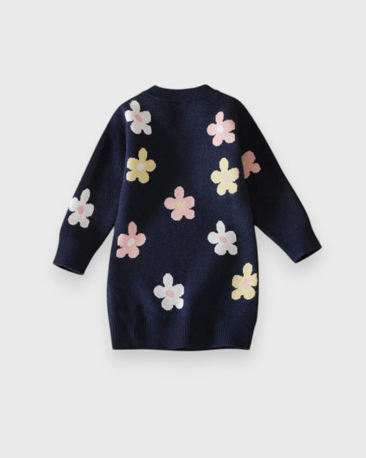 Baby Girl Flower Print Jumper Sweater Dress