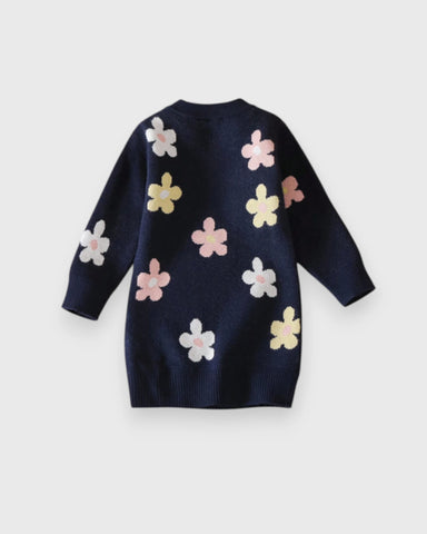 Baby Girl Flower Print Jumper Sweater Dress