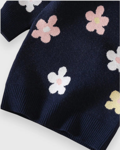 Baby Girl Flower Print Jumper Sweater Dress