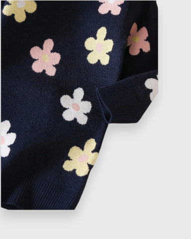 Baby Girl Flower Print Jumper Sweater Dress