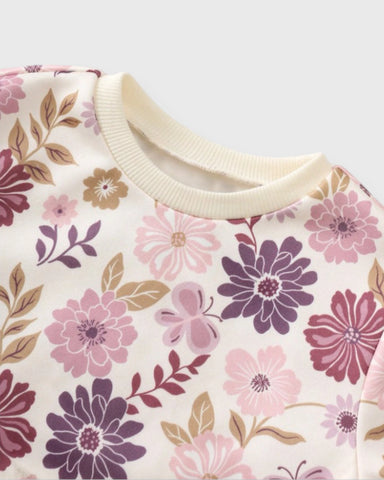 2 Pc Girls Floral Sweatshirt & Leggings Set