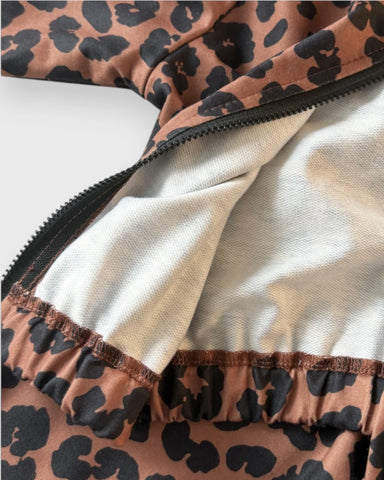 2 Pc Girls Leopard-Print Bow Track Jacket & Pants Set