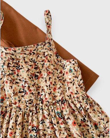 2 Pcs Baby Girl Ditsy Floral Layered Cami Dress with Jacket