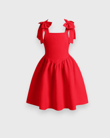 Girls Bow-Strap Fit & Flare Dress