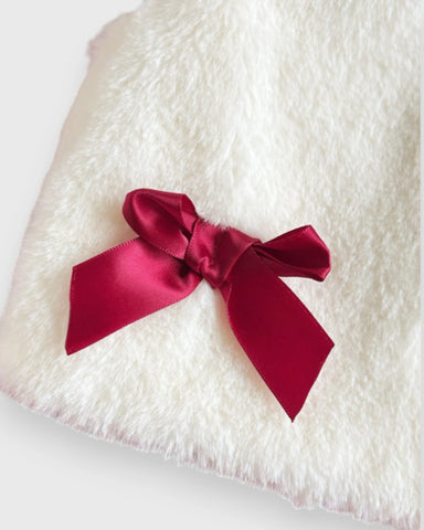 2 Pc Baby Girl Velvet Dress & Faux-Fur Bow Vest Set