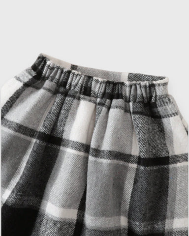 2 Pc Girls Knit Vest Blouse & Plaid Pleated Skirt Set