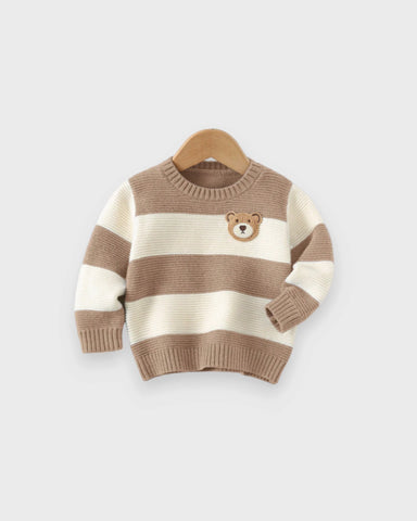 Baby Boy Bear Patch Stripe Sweater