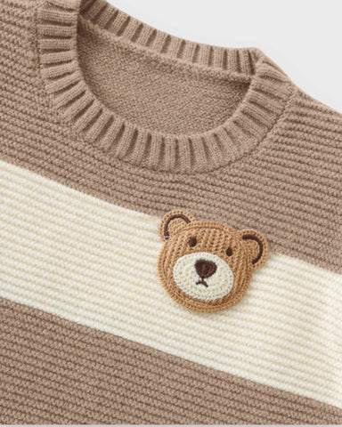 Baby Boy Bear Patch Stripe Sweater