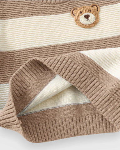 Baby Boy Bear Patch Stripe Sweater