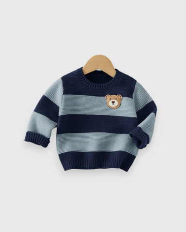 Baby Boy Bear Patch Stripe Sweater
