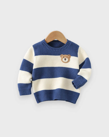 Baby Boy Bear Patch Stripe Sweater