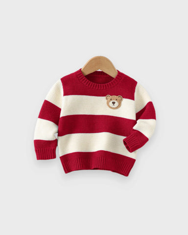 Baby Boy Bear Patch Stripe Sweater