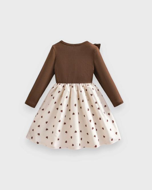 Baby Girl Ribbed Floral Ruffle Bow Dress