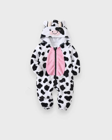 Baby Cow Fleece Hooded Romper Costume