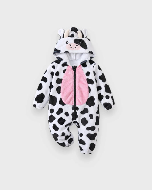 Baby Cow Fleece Hooded Romper Costume