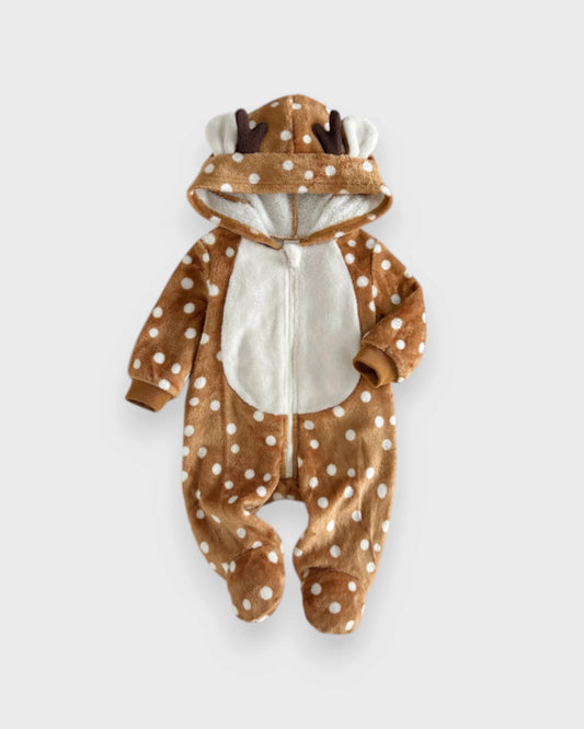 Baby Deer Fleece Hooded Romper Costume